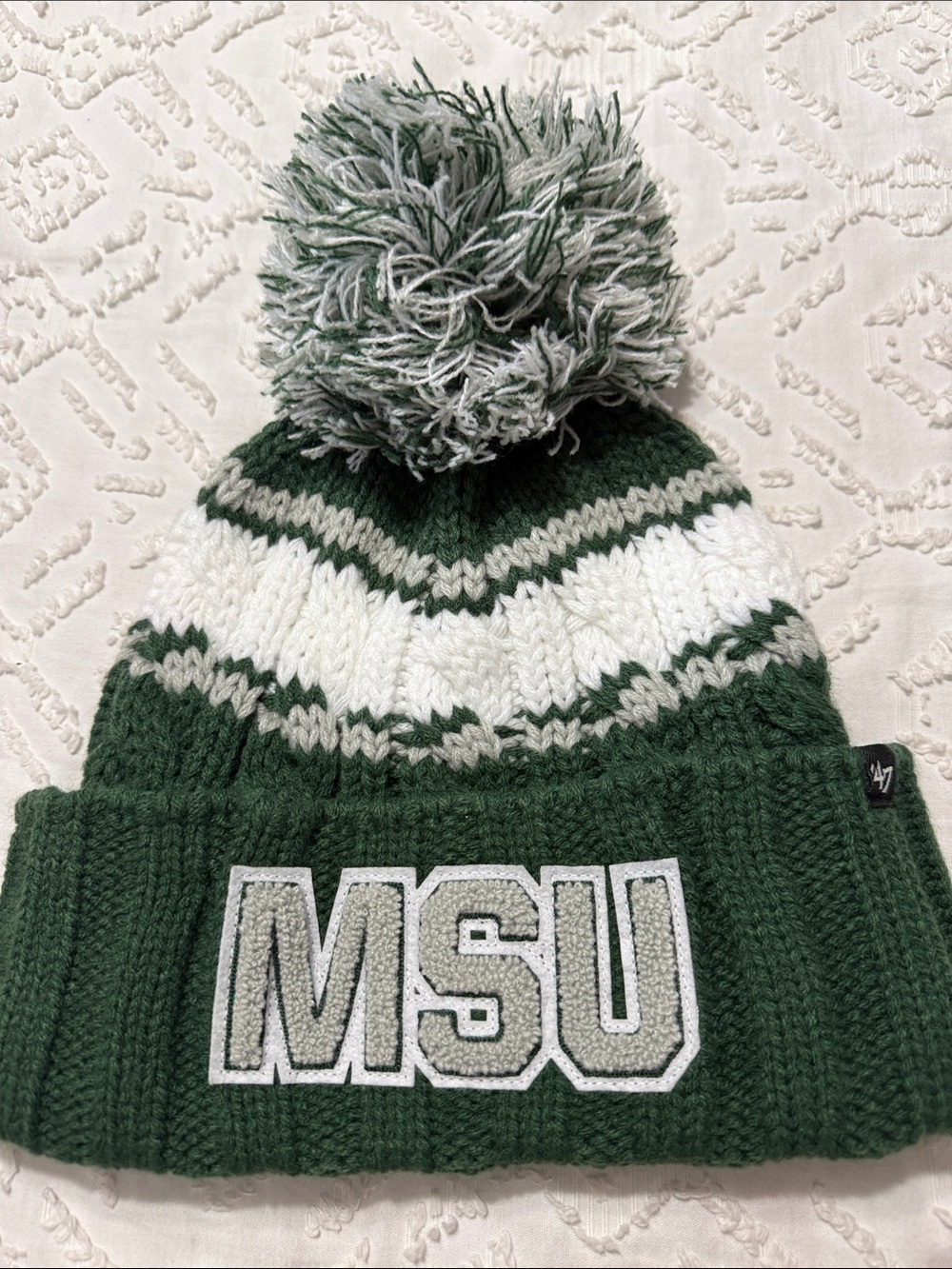47 Brand Women's Michigan State Spartans Emma Cuffed Knit Pom Beanie NWT